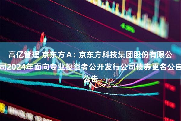 高亿管理 京东方Ａ: 京东方科技集团股份有限公司2024年面向专业投资者公开发行公司债券更名公告