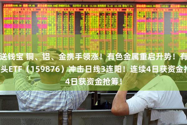 送钱宝 铜、铝、金携手领涨！有色金属重启升势！有色龙头ETF（159876）冲击日线3连阳！连续4日获资金抢筹！